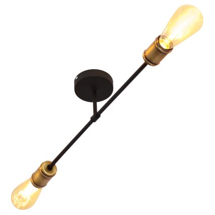 Candelabro integrado CAMBRIDGE 2xE27/15W/230V preto/dourado