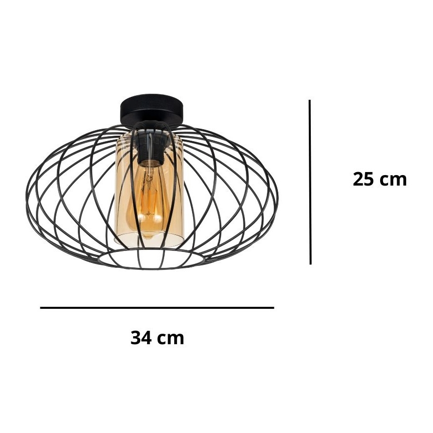 Candelabro integrado CORRINI 1xE27/60W/230V diâmetro 34 cm preto/bege