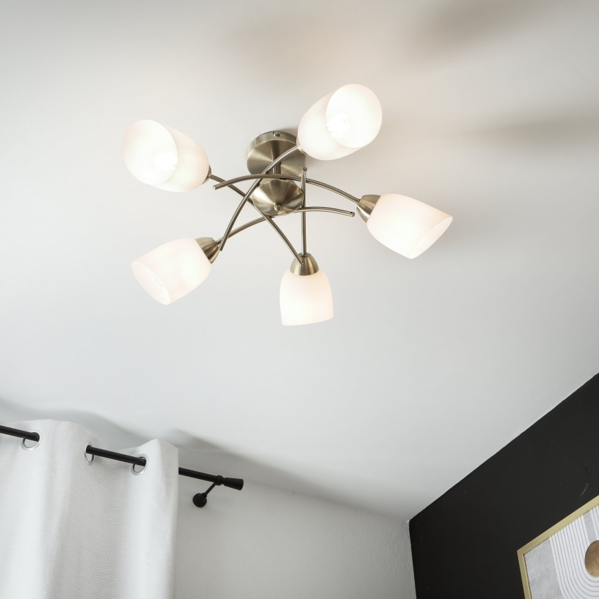 Candelabro integrado DONNA 5xE27/60W/230V pátina