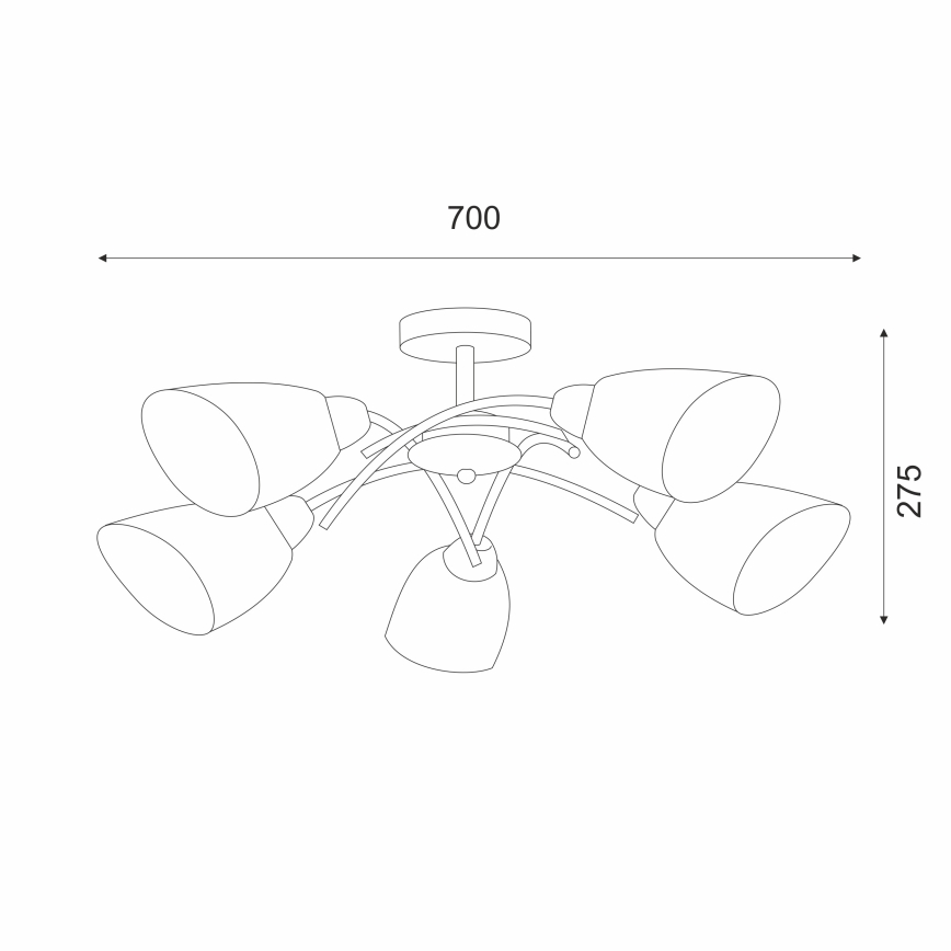 Candelabro integrado DONNA 5xE27/60W/230V pátina