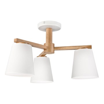 Candelabro integrado ELLIE 3xE27/15W/230V branco/carvalho