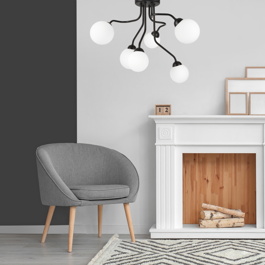 Candelabro integrado HOLLY 6xG9/5W/230V preto