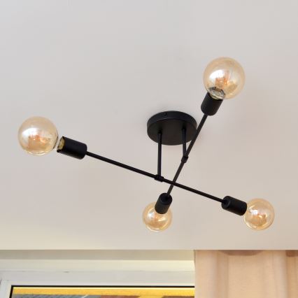 Candelabro integrado LED CAMBRIDGE 4xE27/8W/230V preto