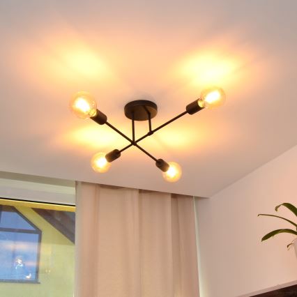 Candelabro integrado LED CAMBRIDGE 4xE27/8W/230V preto