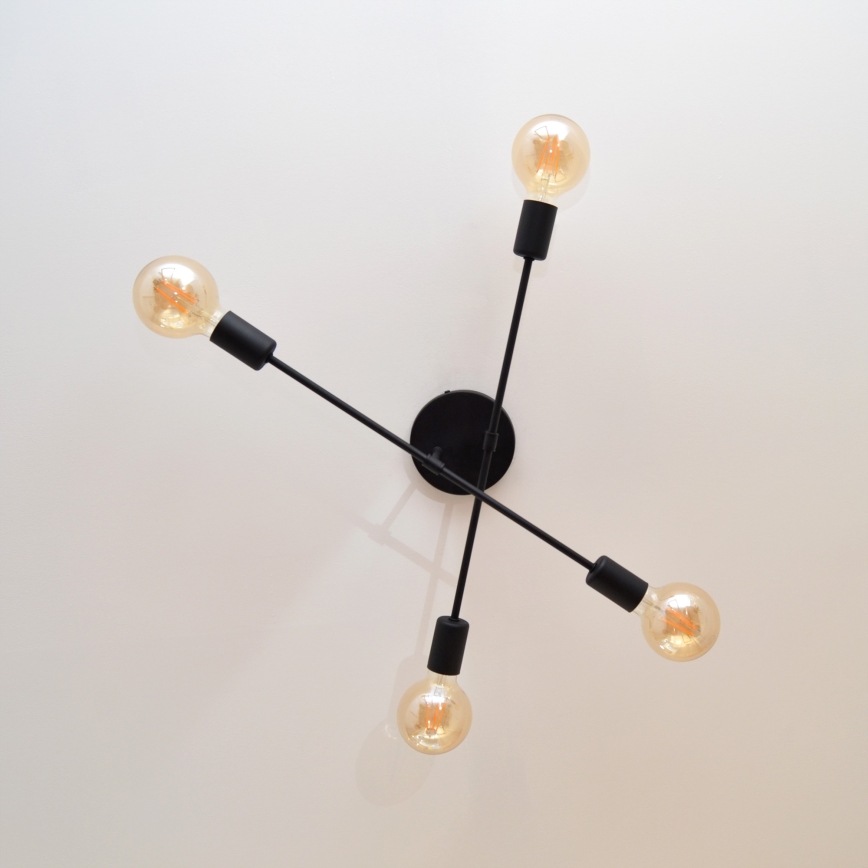 Candelabro integrado LED CAMBRIDGE 4xE27/8W/230V preto