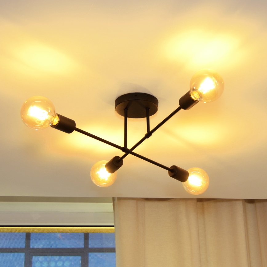 Candelabro integrado LED CAMBRIDGE 4xE27/8W/230V preto