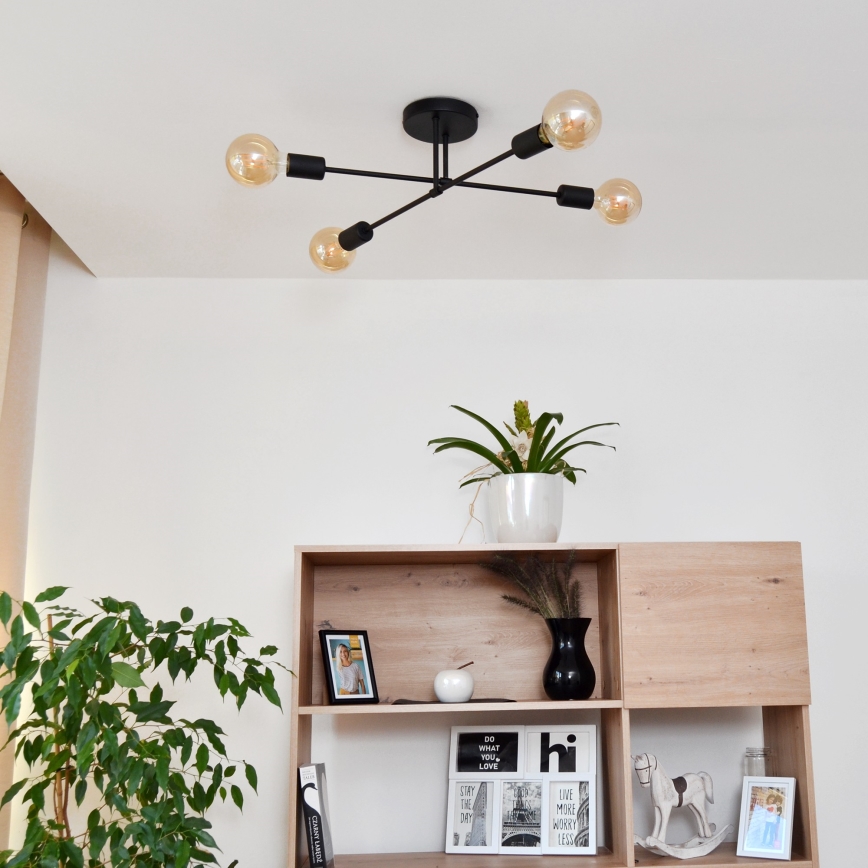 Candelabro integrado LED CAMBRIDGE 4xE27/8W/230V preto