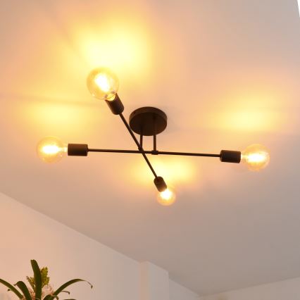 Candelabro integrado LED CAMBRIDGE 4xE27/8W/230V preto