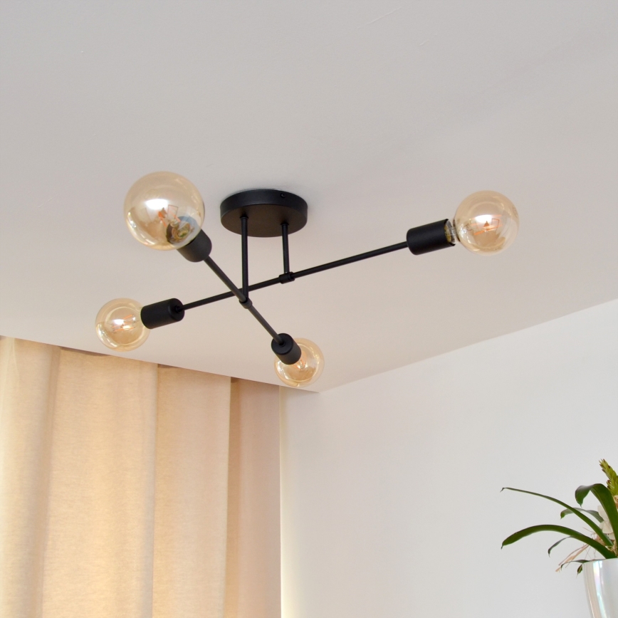 Candelabro integrado LED CAMBRIDGE 4xE27/8W/230V preto