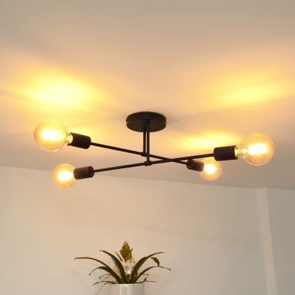 Candelabro integrado LED CAMBRIDGE 4xE27/8W/230V preto