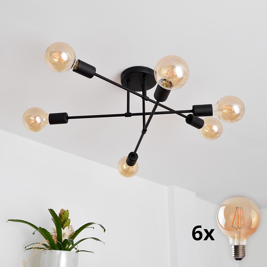 Candelabro integrado LED CAMBRIDGE 6xE27/8W/230V preto