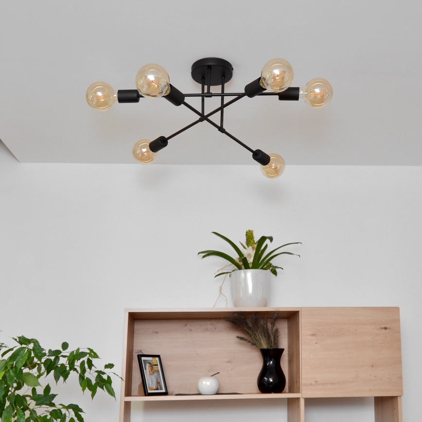 Candelabro integrado LED CAMBRIDGE 6xE27/8W/230V preto