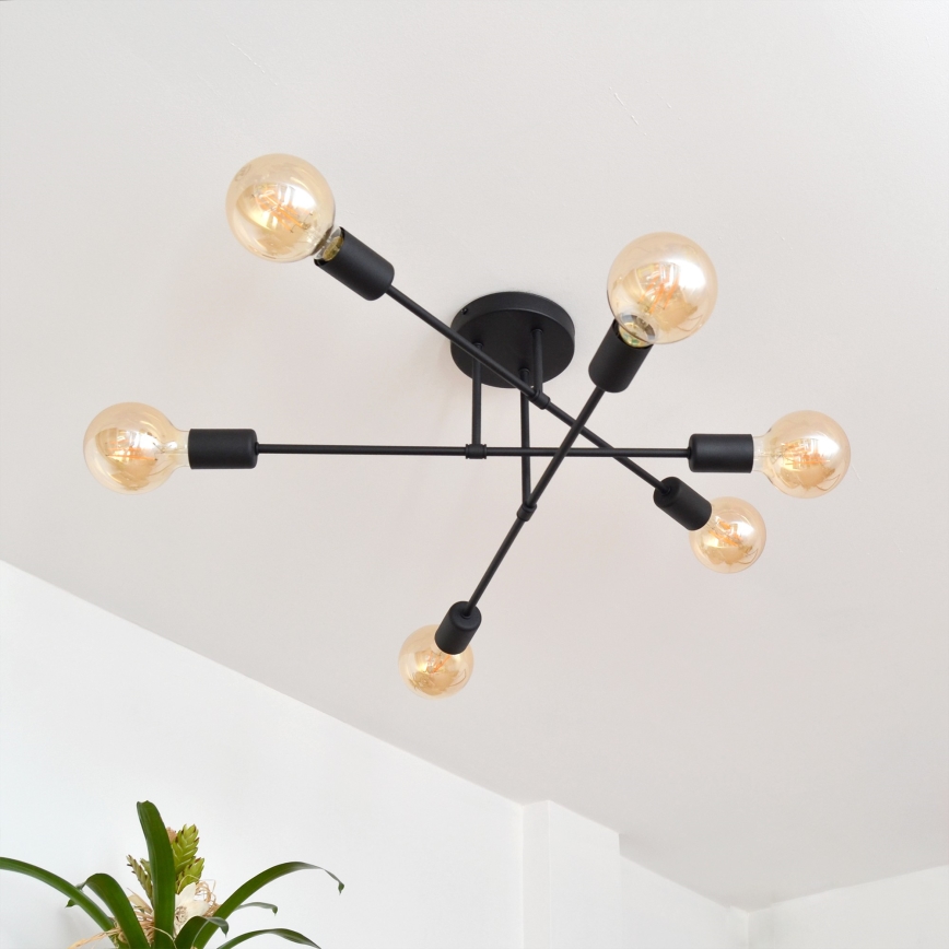 Candelabro integrado LED CAMBRIDGE 6xE27/8W/230V preto