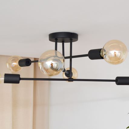 Candelabro integrado LED CAMBRIDGE 6xE27/8W/230V preto