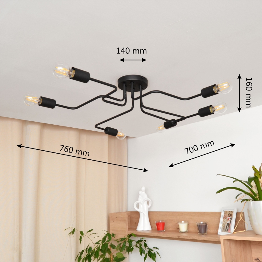 Candelabro integrado LED TUBE 6xE27/15W/230V