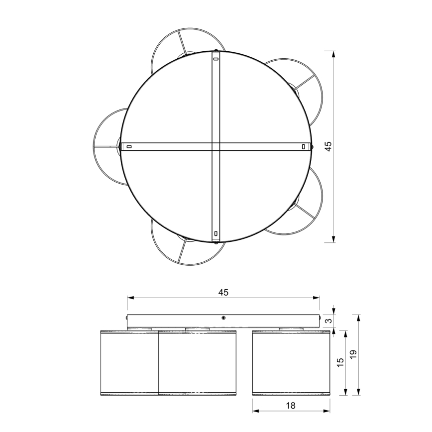 Candelabro integrado LOFT SHADE 5xE27/60W/230V branco/dourado