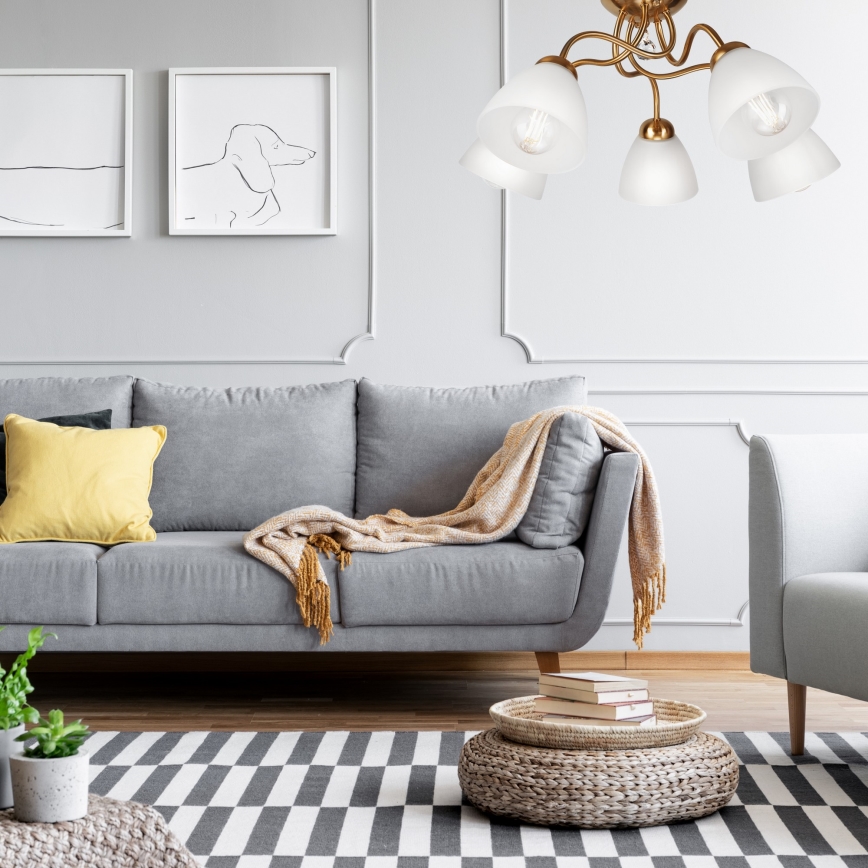 Candelabro integrado MIRANDA 1xE27/60W/230V dourado