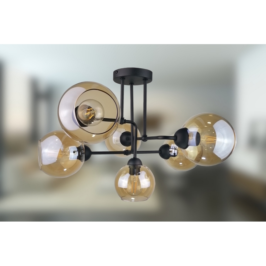 Candelabro integrado MONDE BLACK 6xE27/60W/230V