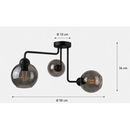 Candelabro integrado OSMO 3xE27/60W/230V preto antigo