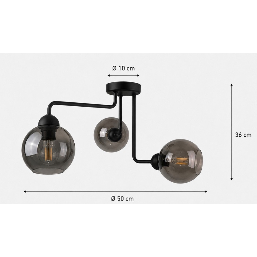 Candelabro integrado OSMO 3xE27/60W/230V preto antigo