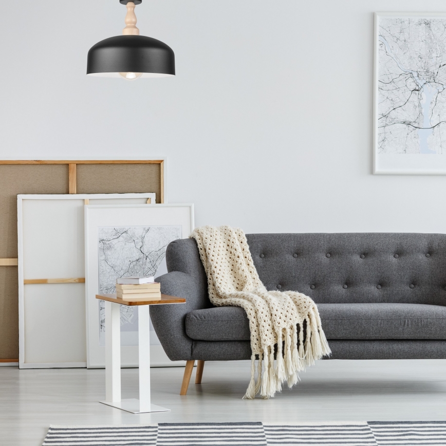 Candelabro integrado RINA 1xE27/15W/230V preto/faia