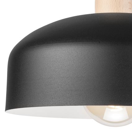 Candelabro integrado RINA 1xE27/15W/230V preto/faia