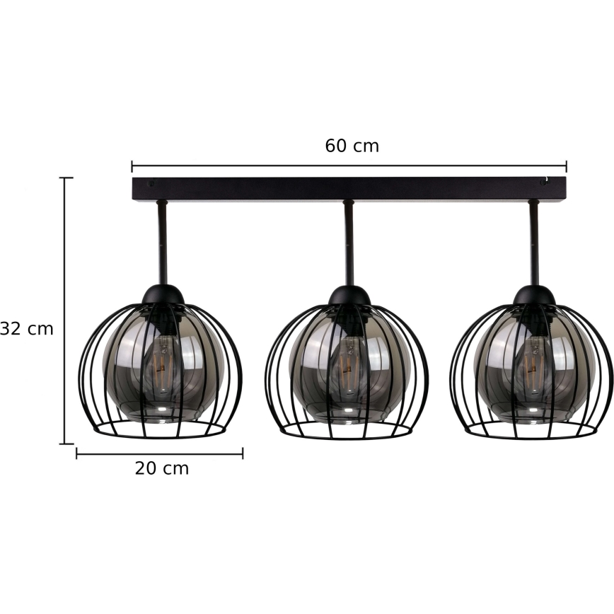 Candelabro integrado SOLO BLACK 3xE27/60W/230V