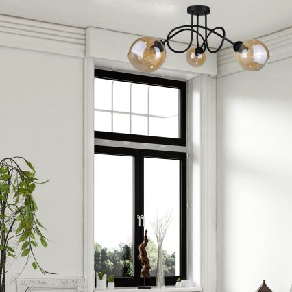 Candelabro integrado VENUS BLACK 3xE27/60W/230V