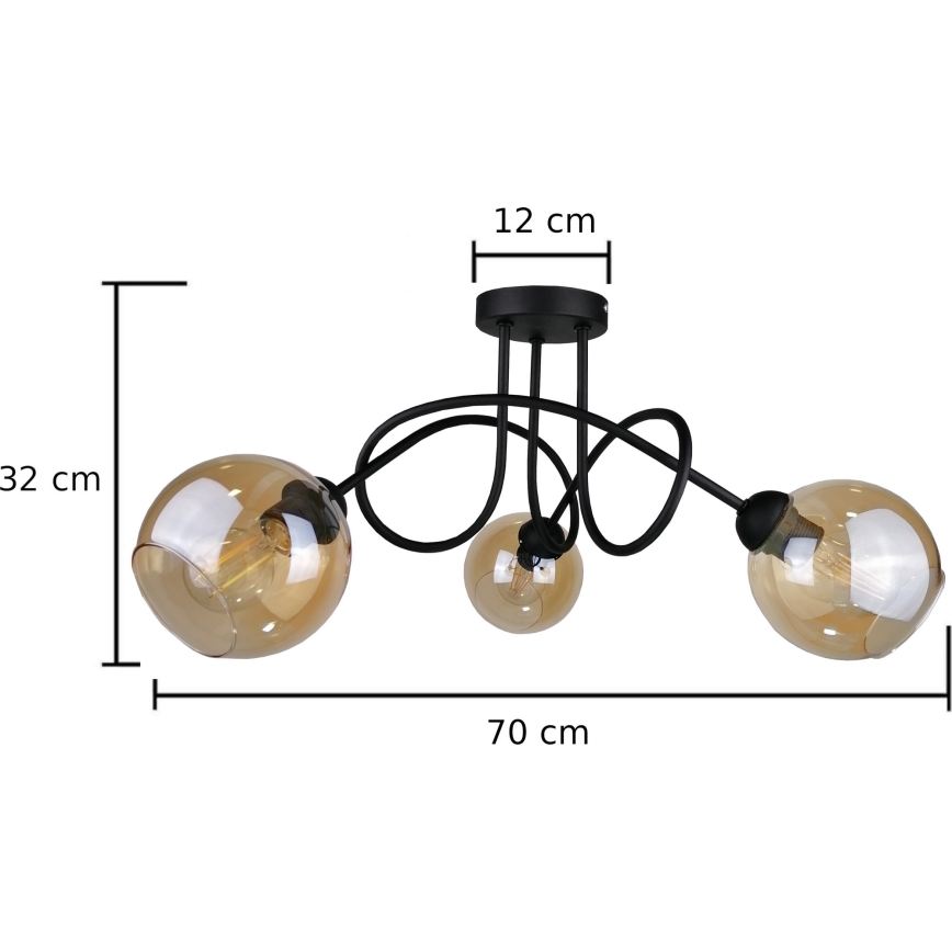 Candelabro integrado VENUS BLACK 3xE27/60W/230V