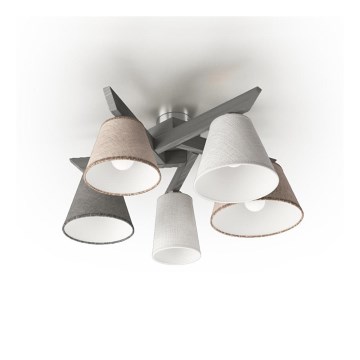 Candelabro integrado YOKE 5xE14/40W/230V cinzento madeira