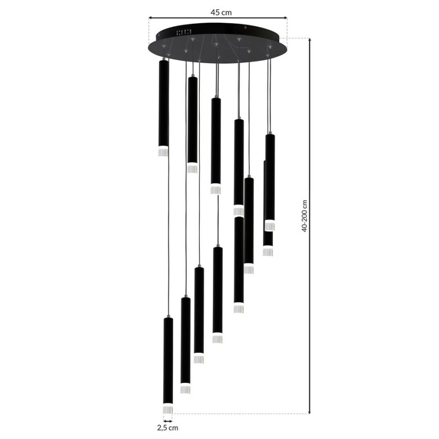 Candelabro LED num fio CARBONO 12xLED/12W/230V
