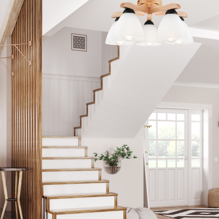 Candelabro montado à superfície ADRIANO 5xE27/60W/230V carvalho