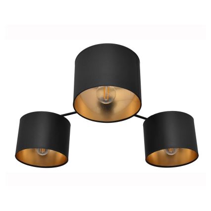 Candelabro montado à superfície ALBA 3xE27/15W/230V preto/dourado