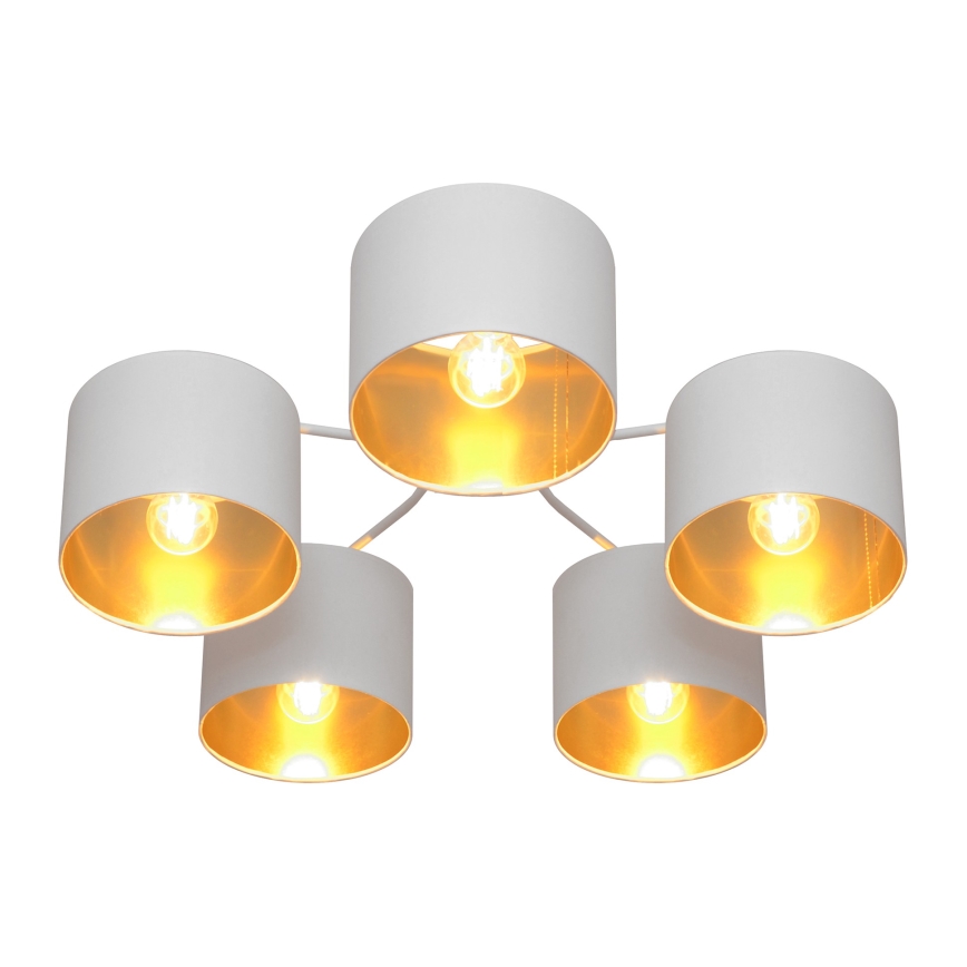 Candelabro montado à superfície ALBA 5xE27/15W/230V branco/dourado