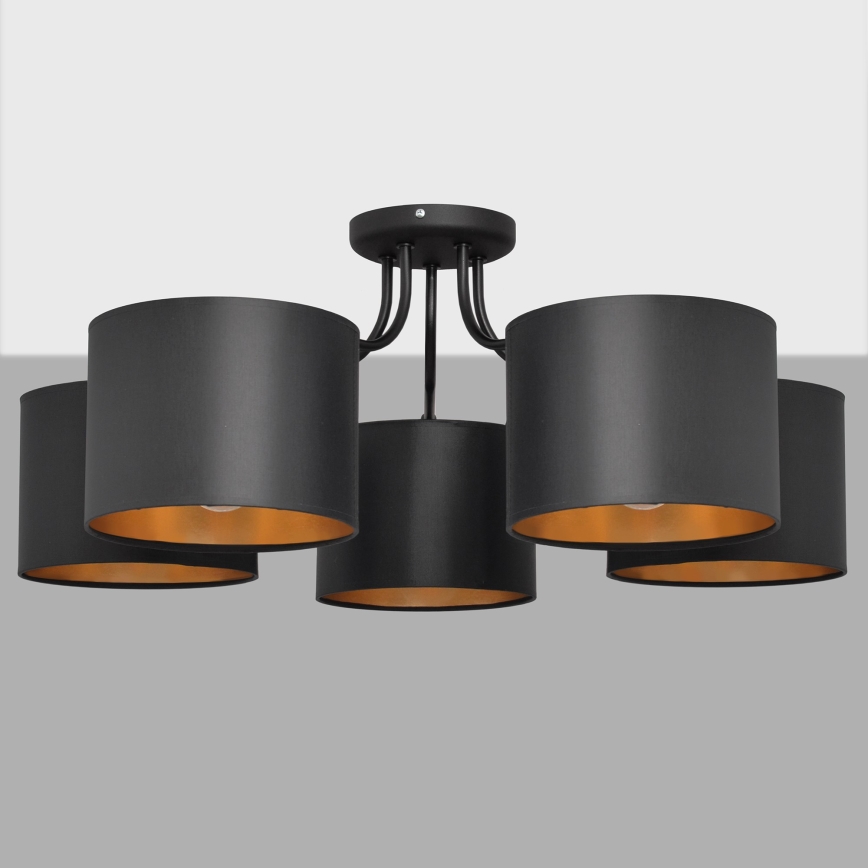 Candelabro montado à superfície ALBA 5xE27/15W/230V preto/dourado