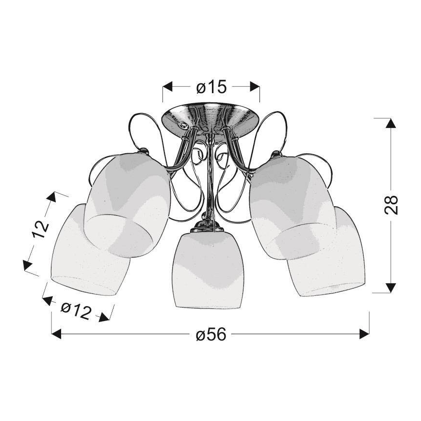 Candelabro montado à superfície AMBA 5xE27/40W/230V