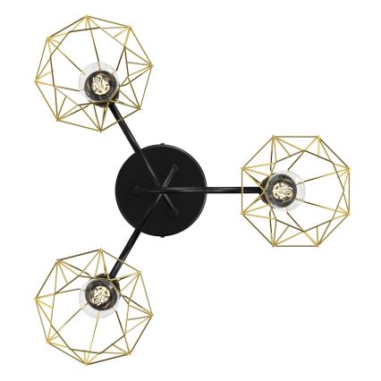 Candelabro montado à superfície BERGEN 3xE27/60W/230V preto/dourado