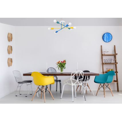 Candelabro montado à superfície CAMBRIDGE 6xE27/20W/230V azul/amarelo