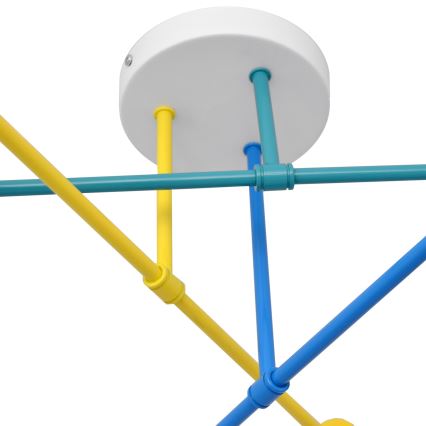 Candelabro montado à superfície CAMBRIDGE 6xE27/20W/230V azul/amarelo