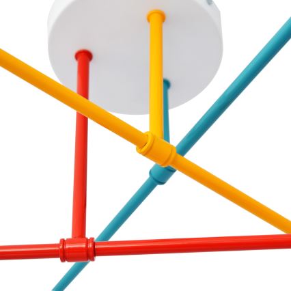 Candelabro montado à superfície CAMBRIDGE 6xE27/20W/230V azul/vermelho/laranja