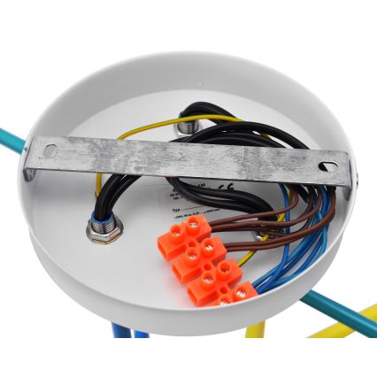 Candelabro montado à superfície CAMBRIDGE 6xE27/20W/230V azul/vermelho/laranja