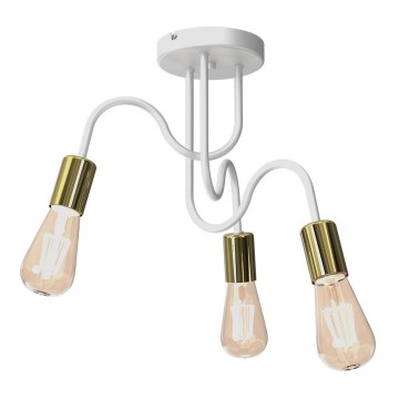 Candelabro montado à superfície DOW 3xE27/60W/230V branco/dourado