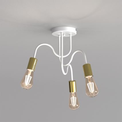 Candelabro montado à superfície DOW 3xE27/60W/230V branco/dourado