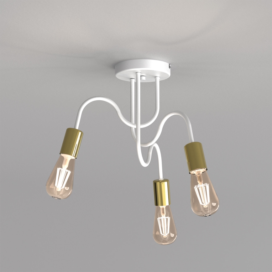 Candelabro montado à superfície DOW 3xE27/60W/230V branco/dourado