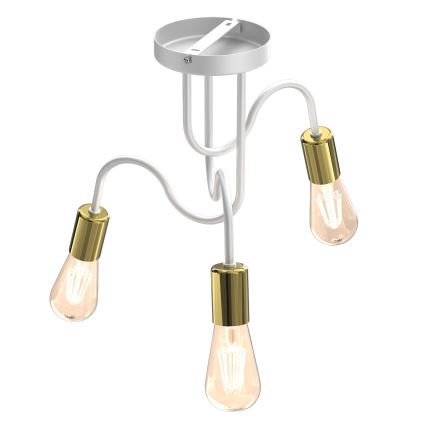 Candelabro montado à superfície DOW 3xE27/60W/230V branco/dourado
