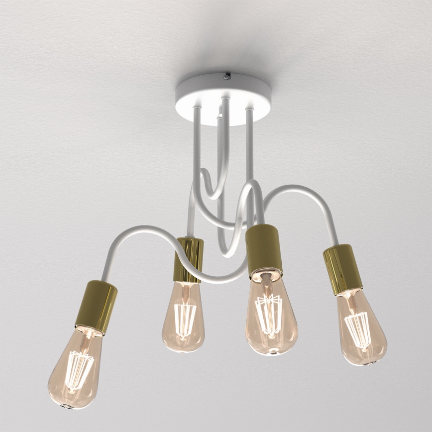 Candelabro montado à superfície DOW 4xE27/60W/230V branco/dourado