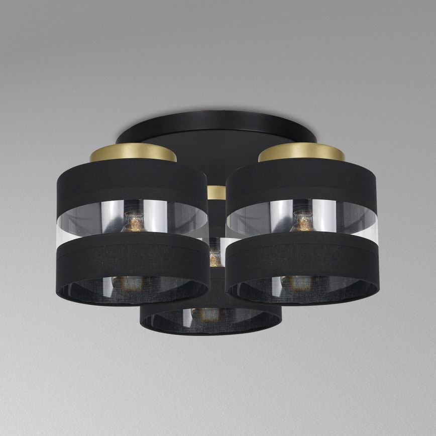 Candelabro montado à superfície HAVARD 3xE27/60W/230V preto/latão