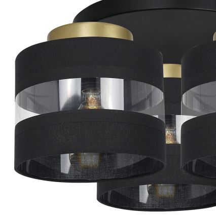 Candelabro montado à superfície HAVARD 3xE27/60W/230V preto/latão