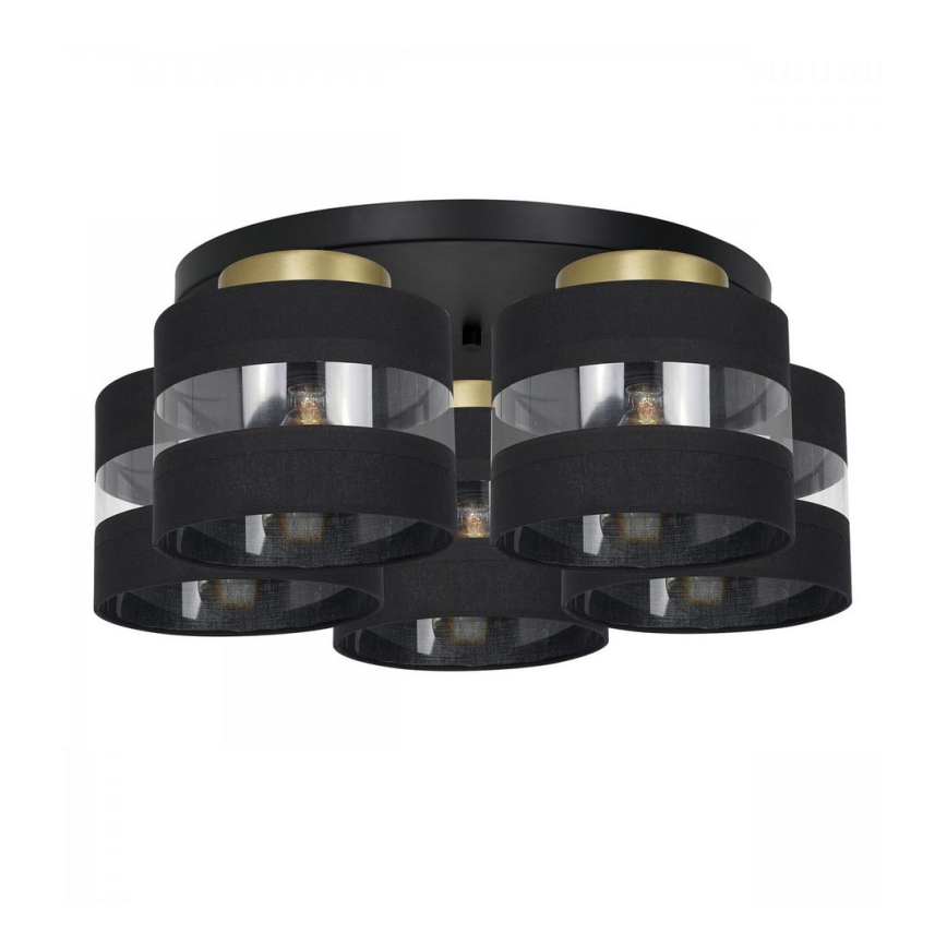 Candelabro montado à superfície HAVARD 5xE27/60W/230V preto/latão