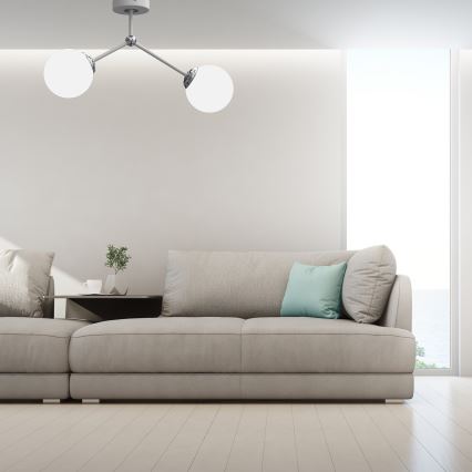 Candelabro montado à superfície JOY 2xE14/40W/230V branco/cromado brilhante